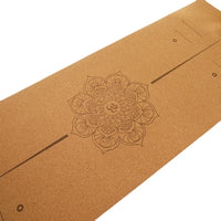 ‌Natural Rubber & Cork Yoga Mat - 68cm Extra-Wide 5mm Thick Gymnastic Mat with Laser-Engraved Alignment Lines & Logo Printing‌ ‌