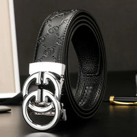 New Width 3.4cm Men's Belt Business Formal Real Leather Canvas Male Belt High Quality Metal Automatic Buckle Belt for men jeans