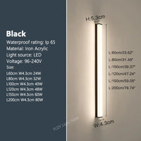 Modern Waterproof Outdoor Long Strip LED Wall Light IP65 Wrought Iron Wall Light Garden Porch Wall Light 110V 220V Lighting