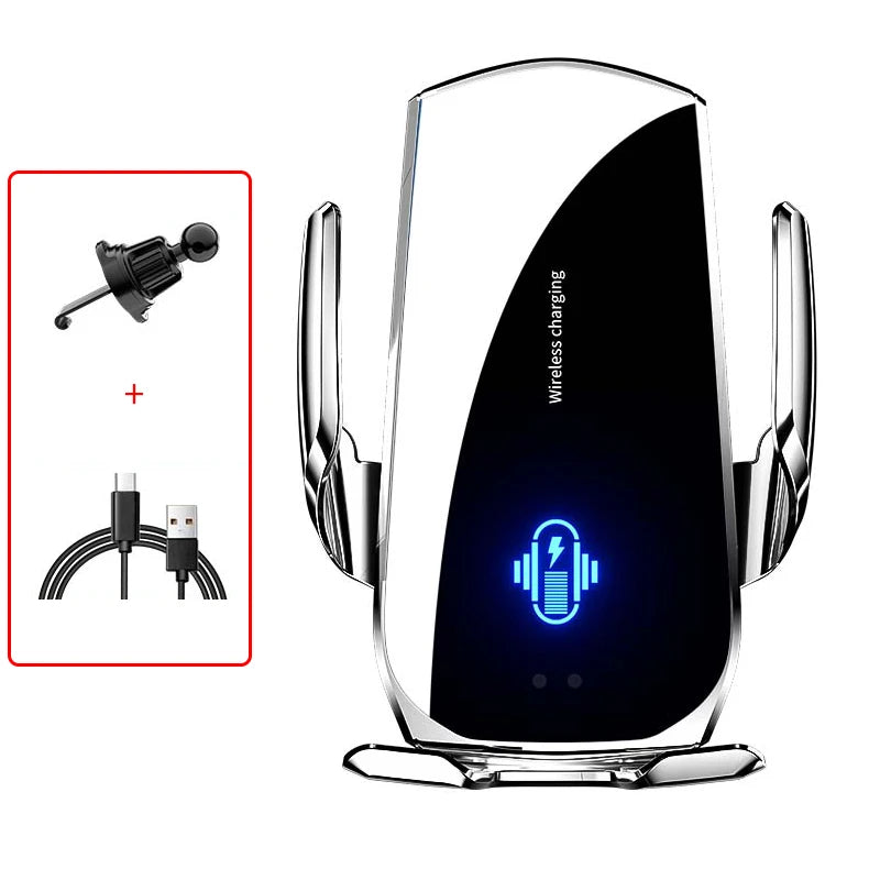 Wireless Car Phone Holder 15W Fast Charging Wireless Charger Station Infrared Sensing for iPhone 12 13 14 15 Samsung Xiaomi