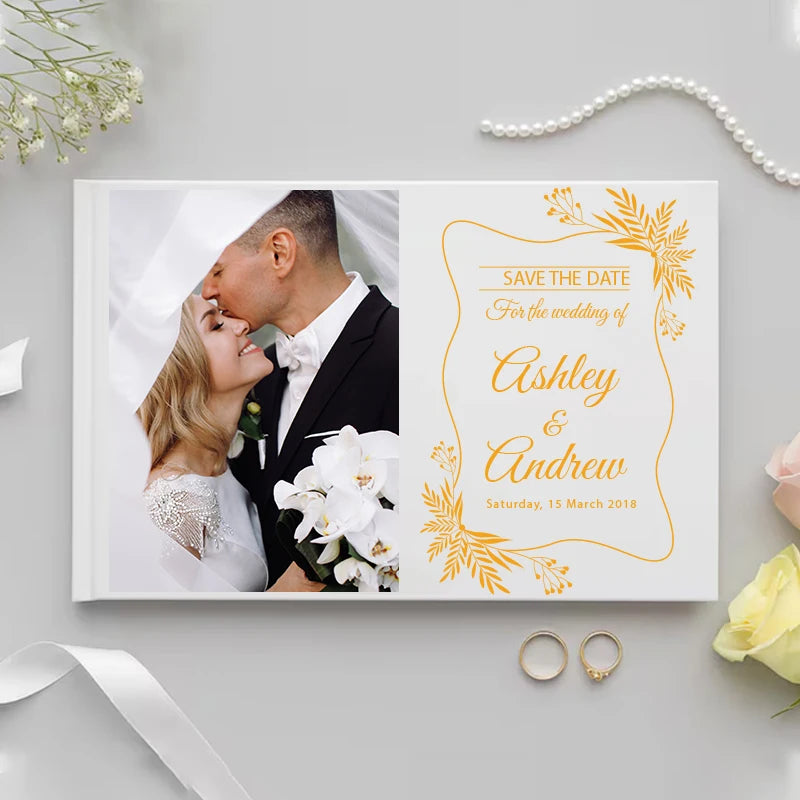 Personalized Guest Book for Wedding Gift White Noble Message Photo Album Simple Elegant Horizontal Keepsake Signature GuestBook