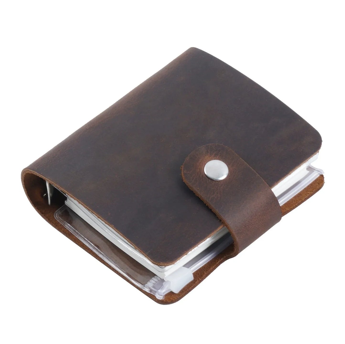 Mini A9 Binder Planner 3 Hole Rings Notebook Crazy Horse Leather Diary Journal Retro Tiny Notepad Vintage Stationery