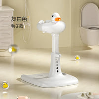 Portable Non-slip Duck Shaped Baby Bath Racks Shower Helper Handle Adjust Length Stand Themselves for Standing Toddler Shower