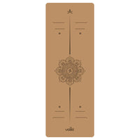 ‌Natural Rubber & Cork Yoga Mat - 68cm Extra-Wide 5mm Thick Gymnastic Mat with Laser-Engraved Alignment Lines & Logo Printing‌ ‌