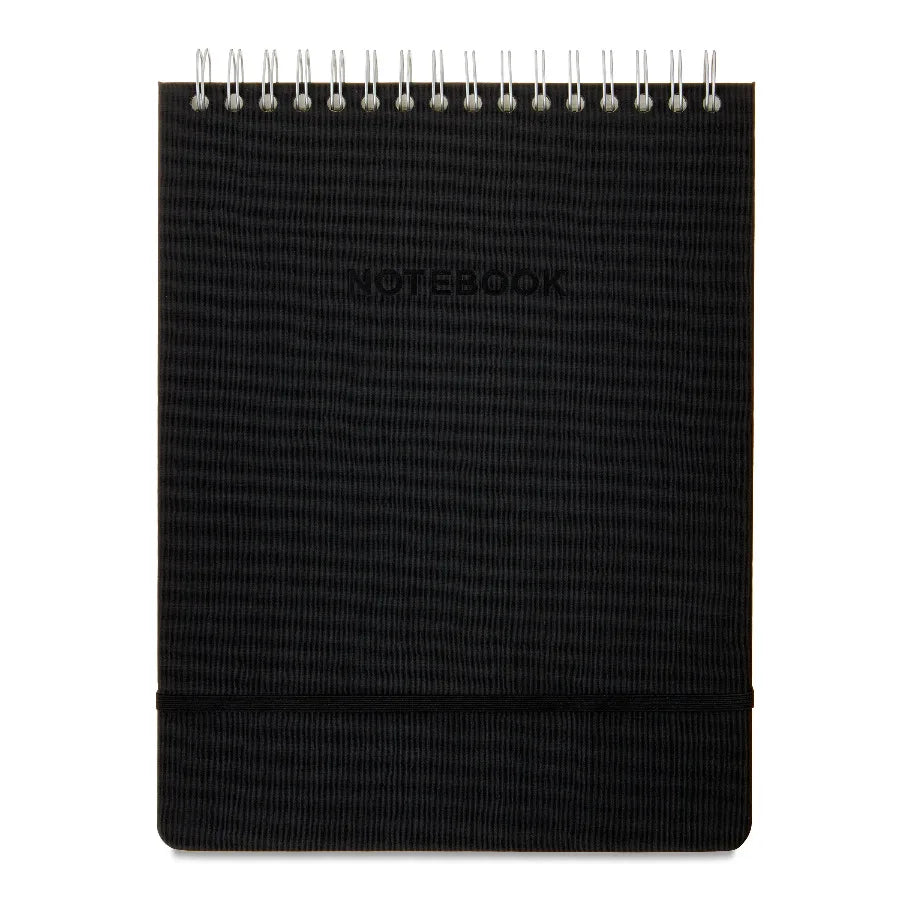 Top Spiral Simulated Leather Notebook, Black, 8.5" x 11", 80 Ruled Sheets