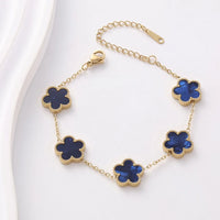 Double Sided Gold Plated Five Flower Bracelet Ladies Adjustable Plum Blossom Chain For Women Fashion Party Jewelry Gift Clover