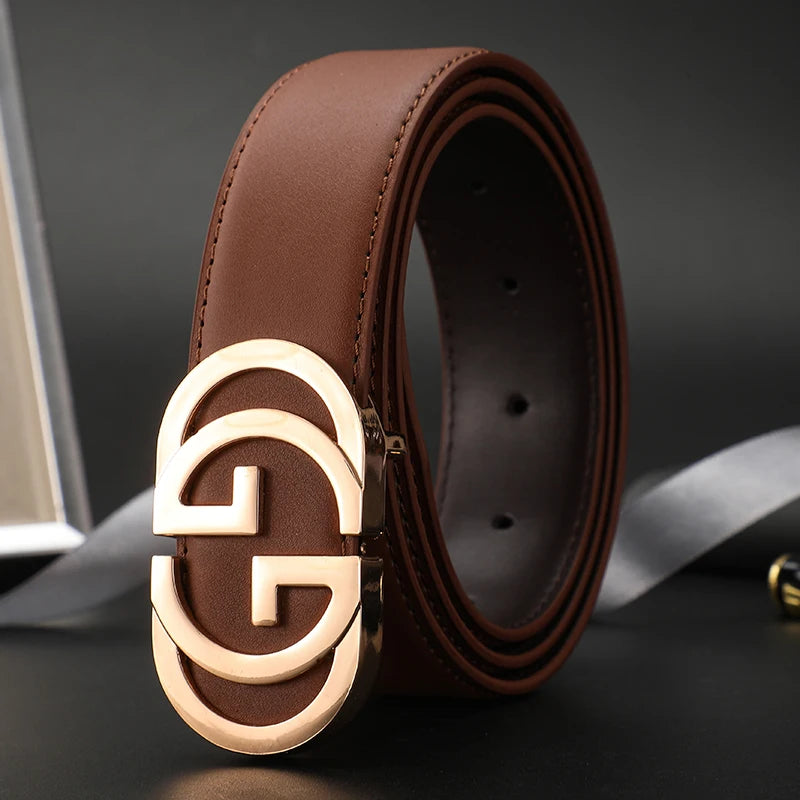 High Quality Designers Business Mens belt Luxury Brand Famous Male brand Belt Buckle Canvas Genuine Leather Belt for men ieans