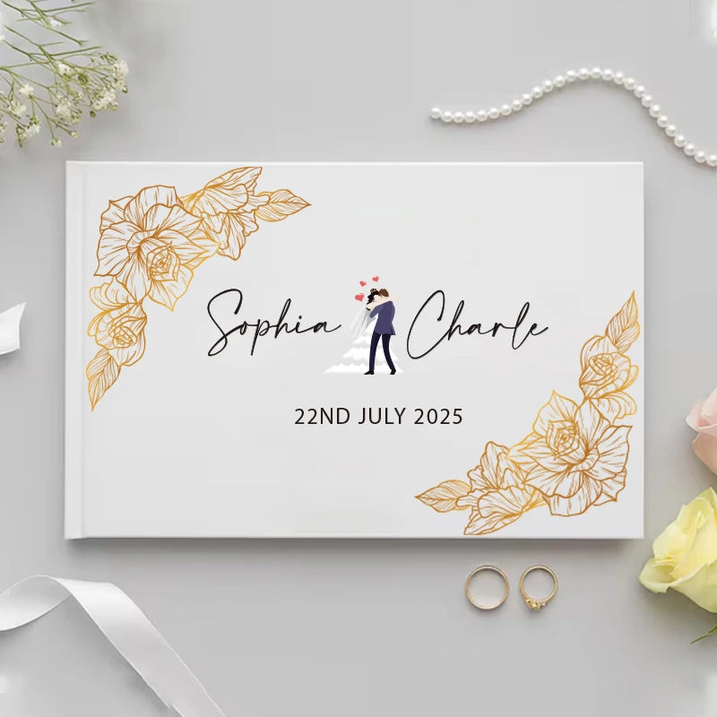 Personalized Guest Book for Wedding Gift White Noble Message Photo Album Simple Elegant Horizontal Keepsake Signature GuestBook