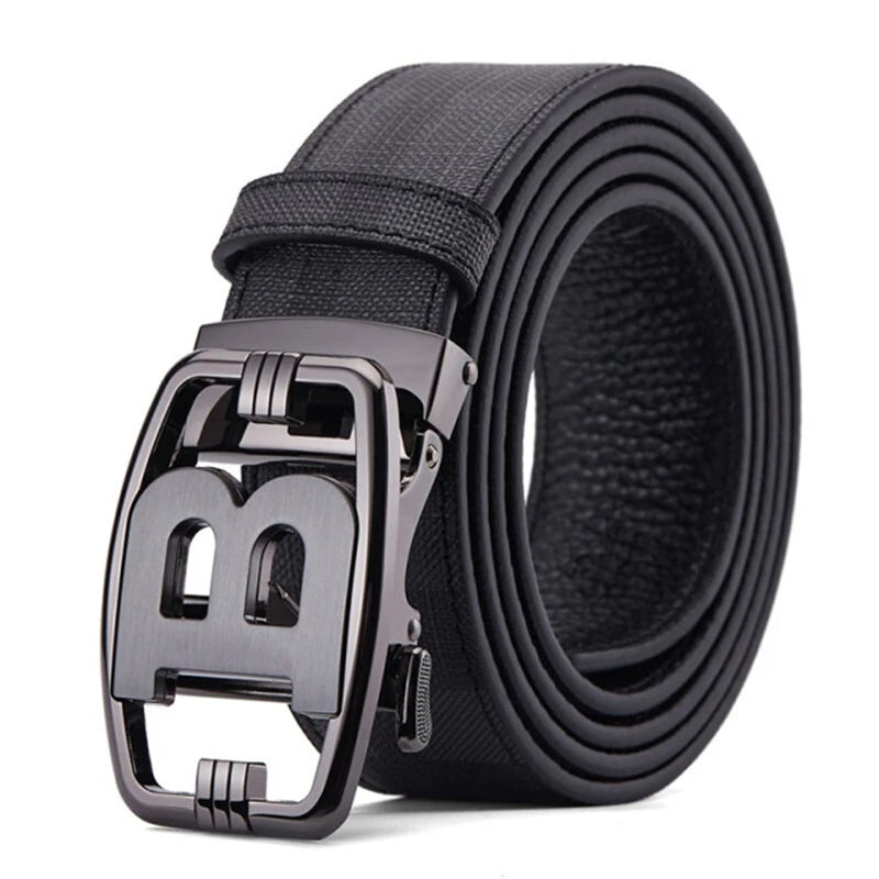 High Quality Wide 3.4cm Men Belt Genuine Leather Canvas Luxury Strap Male Belts For men jeans New Fashion Classice Buckle belt