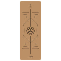 ‌Natural Rubber & Cork Yoga Mat - 68cm Extra-Wide 5mm Thick Gymnastic Mat with Laser-Engraved Alignment Lines & Logo Printing‌ ‌