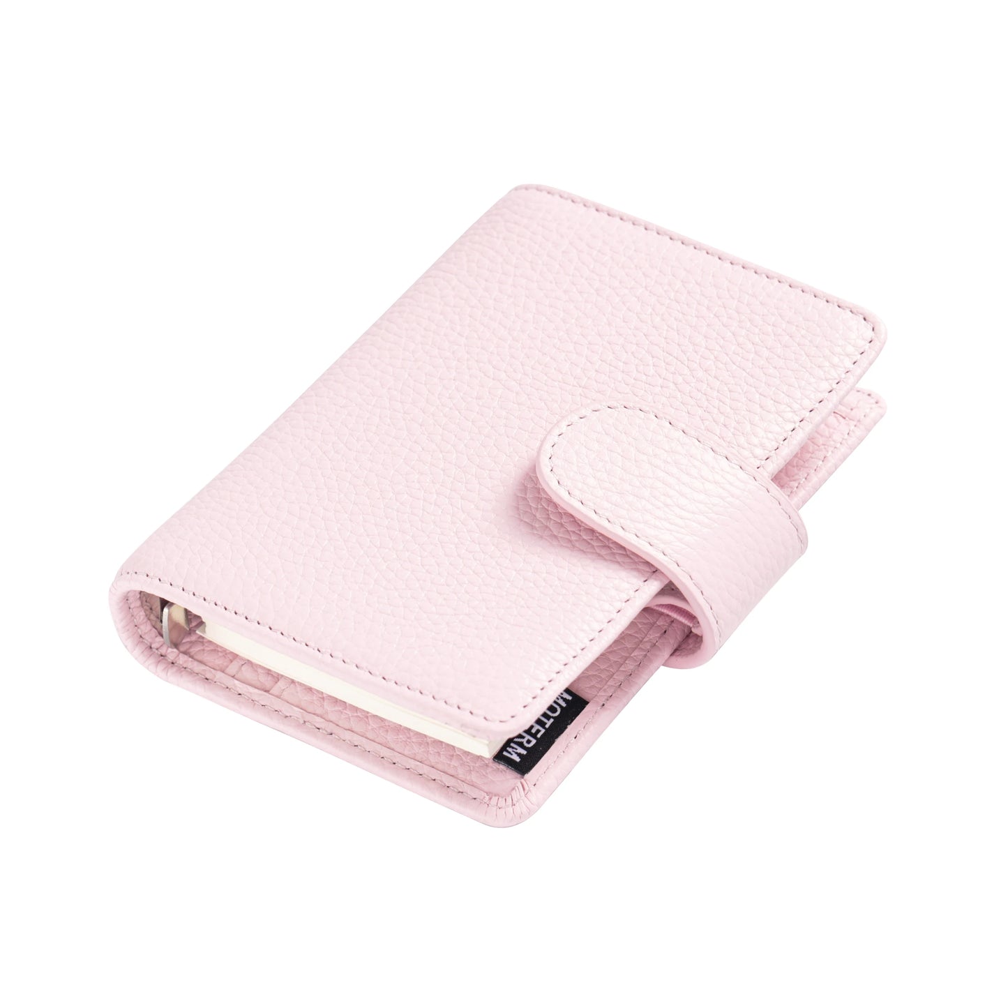 Moterm Regular A8 / M5 Size Rings Planner Pebbled Grain Cowhide 5-hole Mini Notebook with 15 MM Rings Organizer Journey Diary