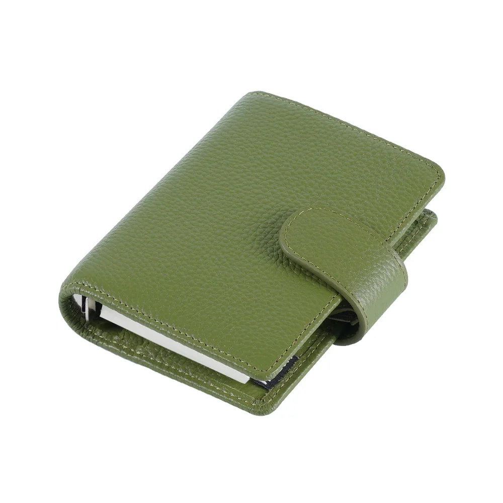 Moterm Regular A8 / M5 Size Rings Planner Pebbled Grain Cowhide 5-hole Mini Notebook with 15 MM Rings Organizer Journey Diary