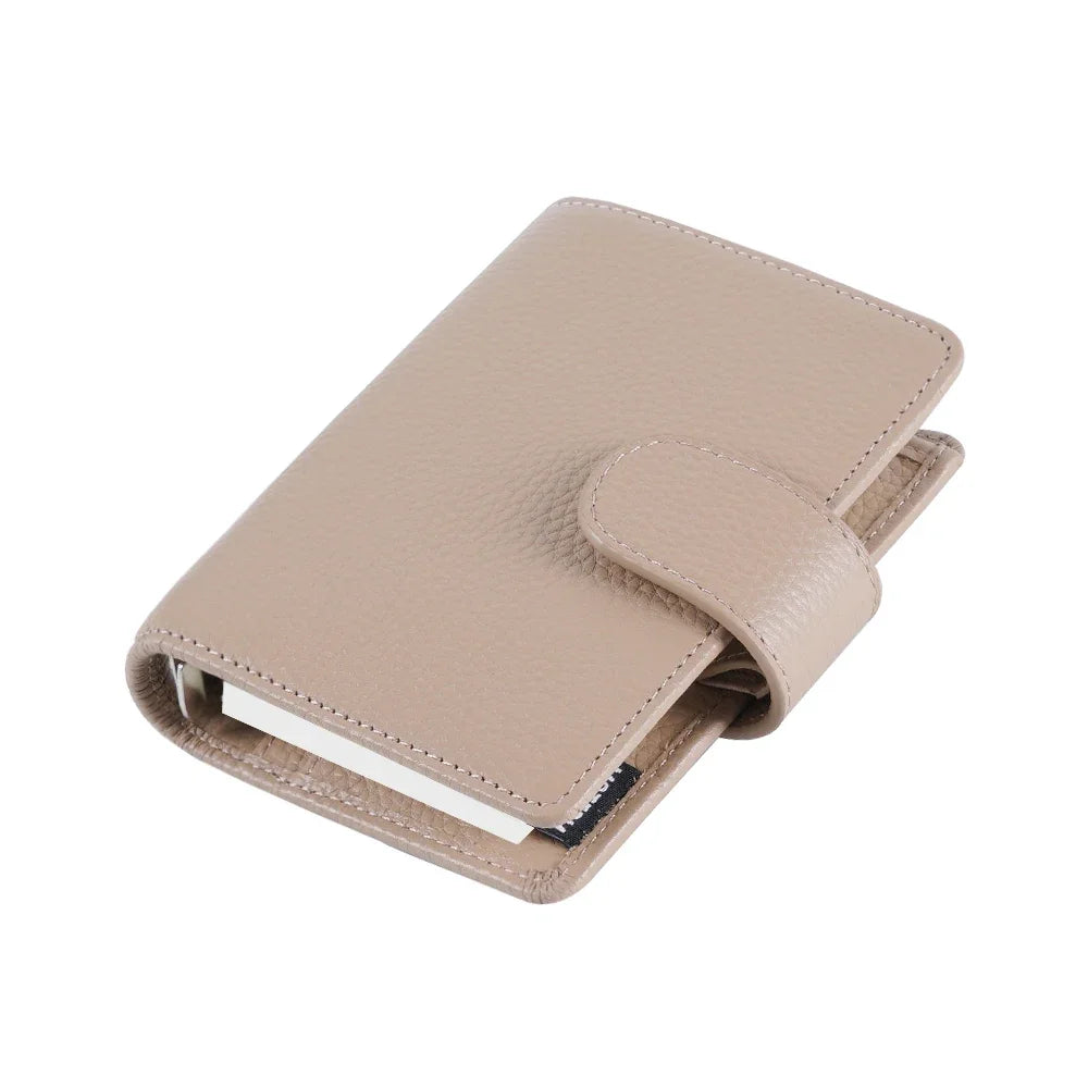 Moterm Regular A8 / M5 Size Rings Planner Pebbled Grain Cowhide 5-hole Mini Notebook with 15 MM Rings Organizer Journey Diary