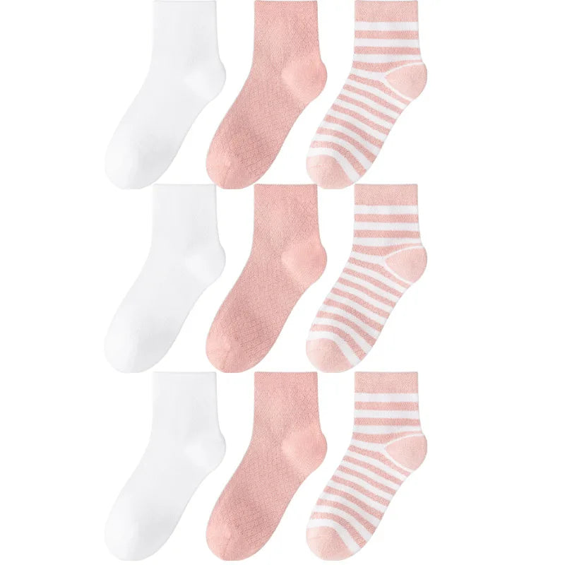 Children's Summer Mesh Colorful Socks: Pure Cotton, Sweat-Absorbent, Breathable, Seamless Stitching, for Boys and Girls, School