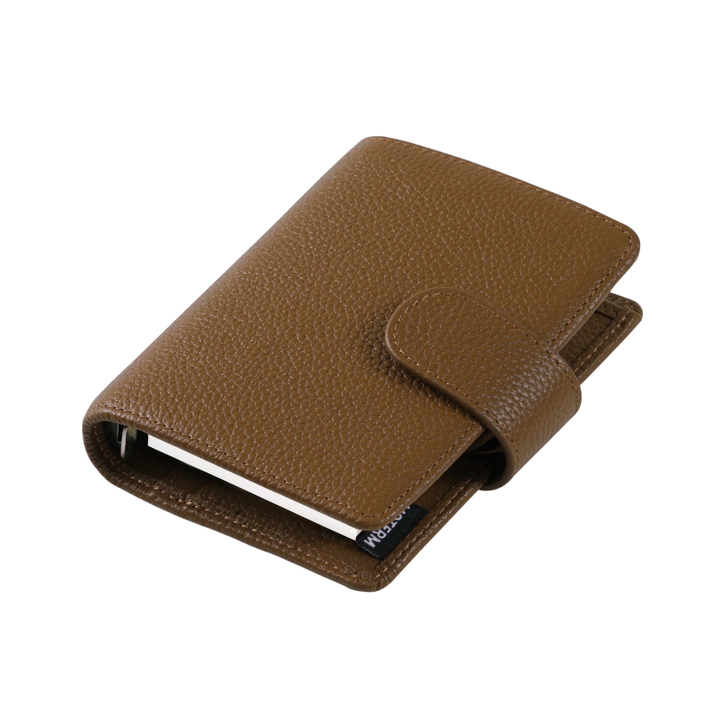 Moterm Regular A8 / M5 Size Rings Planner Pebbled Grain Cowhide 5-hole Mini Notebook with 15 MM Rings Organizer Journey Diary