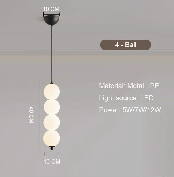 Led PE Ball Pendant Light for Bedroom Bedside Hanging Lamp Ceiling Chandeliers Modern Lighting Decoration Entrance Luminaire