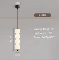 Led PE Ball Pendant Light for Bedroom Bedside Hanging Lamp Ceiling Chandeliers Modern Lighting Decoration Entrance Luminaire