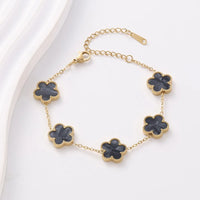 Double Sided Gold Plated Five Flower Bracelet Ladies Adjustable Plum Blossom Chain For Women Fashion Party Jewelry Gift Clover