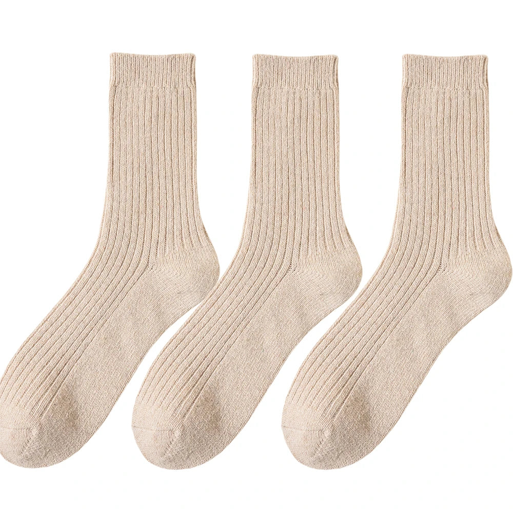 3 Pair Winter Thick Warm Men's Wool Socks High Quality Harajuku Retro Merino Wool Casual Socks Large Size Long Socks