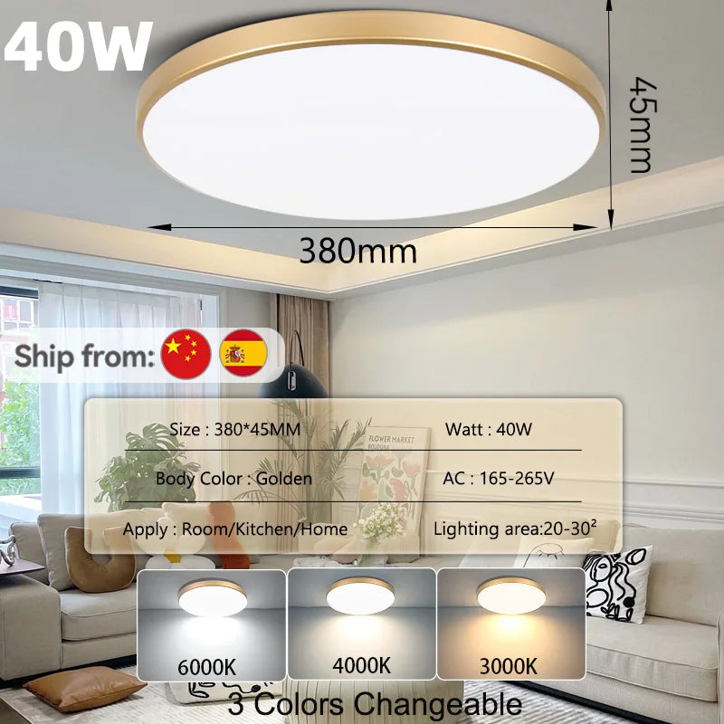 LED Ceiling Lamp Chandelier 3-color changeable Panel Lamp Living Room Ceiling Light Indoor Lighting for Bedroom Kitchen Luminair