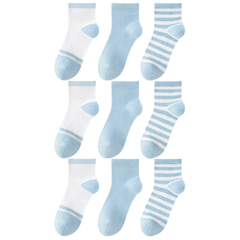 Children's Summer Mesh Colorful Socks: Pure Cotton, Sweat-Absorbent, Breathable, Seamless Stitching, for Boys and Girls, School