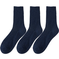 3 Pair Winter Thick Warm Men's Wool Socks High Quality Harajuku Retro Merino Wool Casual Socks Large Size Long Socks