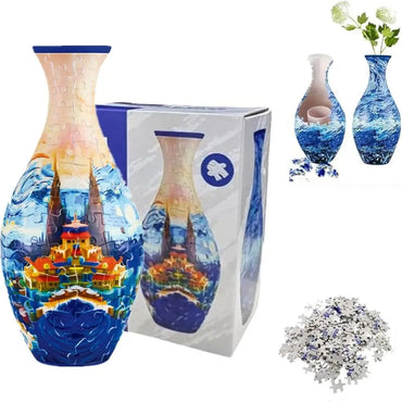 160 Curved Plastic Puzzle 3D Puzzlef Flower Vase Flower Arrangements 160 Pieces 3D Art Puzzle Vase Housewarming Gift DIY Arts