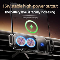 Dual Coil Foldable Phone Holder Car 15W Wireless Charger Car Phone Mount Fast Charging For Samsung iPhone Xiaomi Z Fold