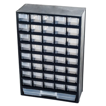Stalwart 41-Compartment Plastic Storage Drawers for Tools or Crafts, Black