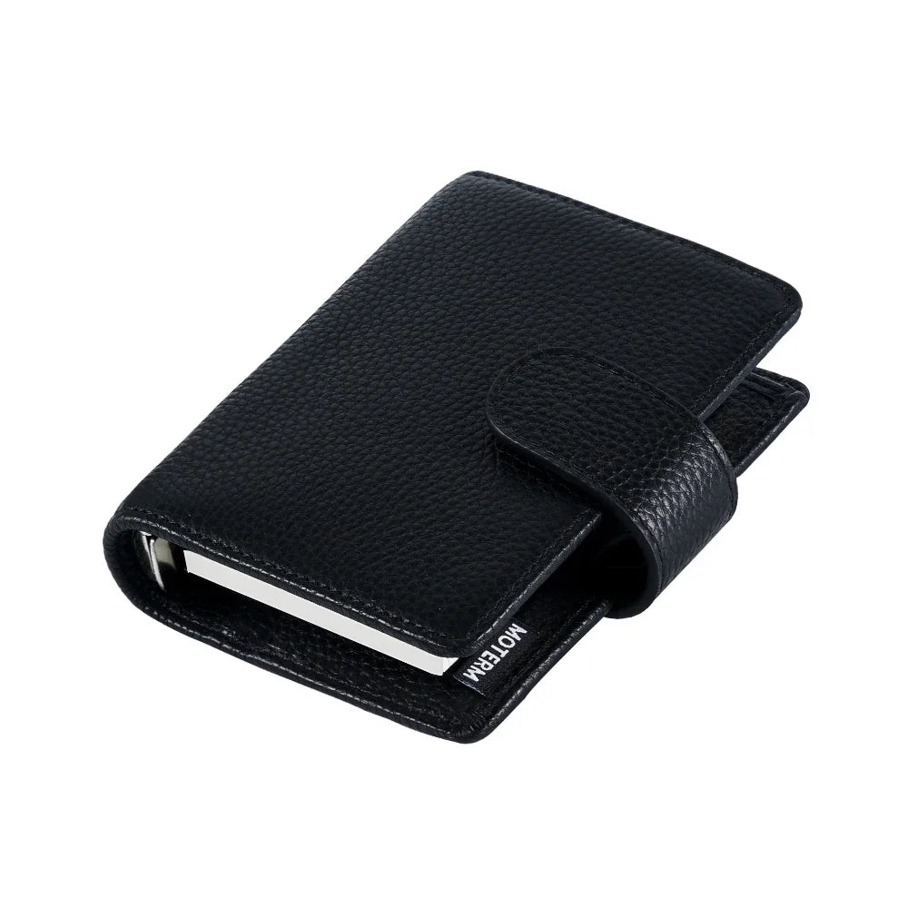 Moterm Regular A8 / M5 Size Rings Planner Pebbled Grain Cowhide 5-hole Mini Notebook with 15 MM Rings Organizer Journey Diary