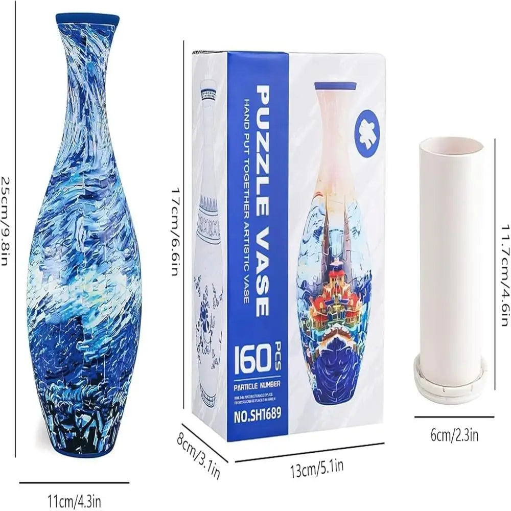 160 Curved Plastic Puzzle 3D Puzzlef Flower Vase Flower Arrangements 160 Pieces 3D Art Puzzle Vase Housewarming Gift DIY Arts