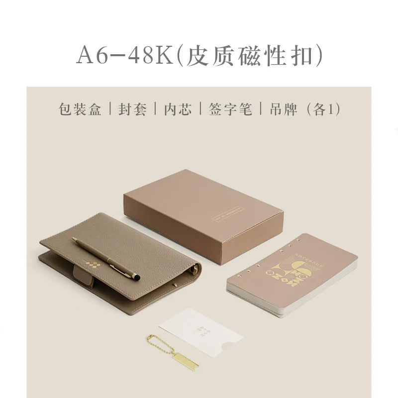 A5 A6 Loose-leaf PU Leather Binder Notebook Journal Diary Planner Organizer Office Business Notebook Supplies School Stationery