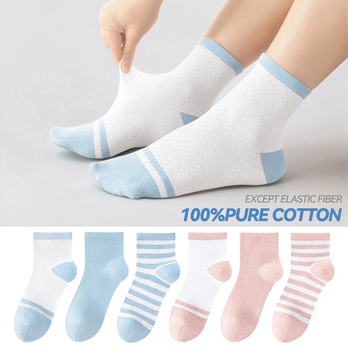 Children's Summer Mesh Colorful Socks: Pure Cotton, Sweat-Absorbent, Breathable, Seamless Stitching, for Boys and Girls, School