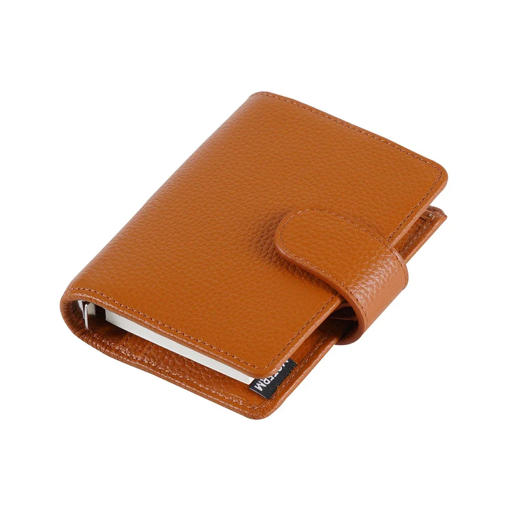 Moterm Regular A8 / M5 Size Rings Planner Pebbled Grain Cowhide 5-hole Mini Notebook with 15 MM Rings Organizer Journey Diary