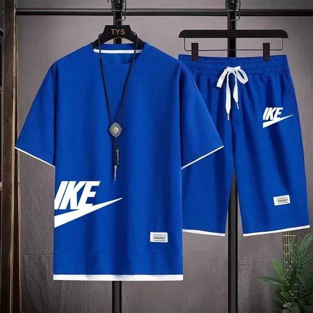 Fashionable casual trend men's sport suit short-sleeved T-shirt and outdoor summer sport shorts two-piece 2025 new size S-3XL