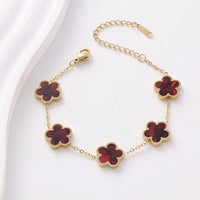 Double Sided Gold Plated Five Flower Bracelet Ladies Adjustable Plum Blossom Chain For Women Fashion Party Jewelry Gift Clover