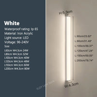 Modern Waterproof Outdoor Long Strip LED Wall Light IP65 Wrought Iron Wall Light Garden Porch Wall Light 110V 220V Lighting