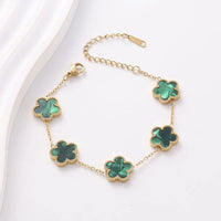 Double Sided Gold Plated Five Flower Bracelet Ladies Adjustable Plum Blossom Chain For Women Fashion Party Jewelry Gift Clover