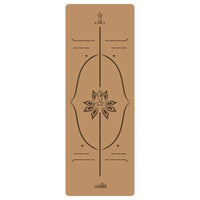 ‌Natural Rubber & Cork Yoga Mat - 68cm Extra-Wide 5mm Thick Gymnastic Mat with Laser-Engraved Alignment Lines & Logo Printing‌ ‌
