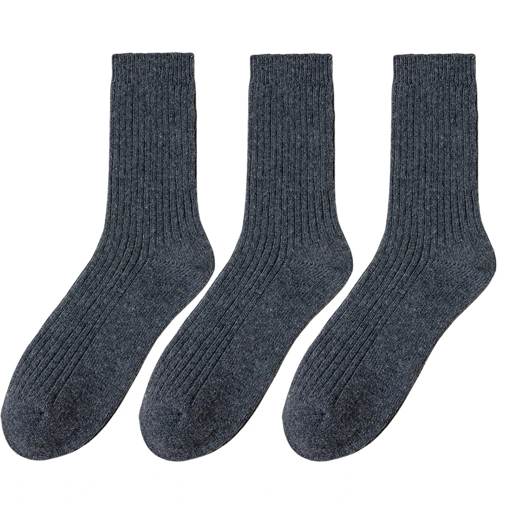 3 Pair Winter Thick Warm Men's Wool Socks High Quality Harajuku Retro Merino Wool Casual Socks Large Size Long Socks
