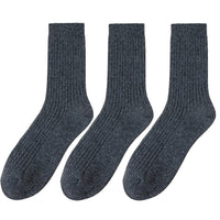 3 Pair Winter Thick Warm Men's Wool Socks High Quality Harajuku Retro Merino Wool Casual Socks Large Size Long Socks
