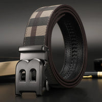 High Quality Wide 3.4cm Men Belt Genuine Leather Canvas Luxury Strap Male Belts For men jeans New Fashion Classice Buckle belt