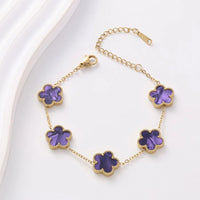 Double Sided Gold Plated Five Flower Bracelet Ladies Adjustable Plum Blossom Chain For Women Fashion Party Jewelry Gift Clover