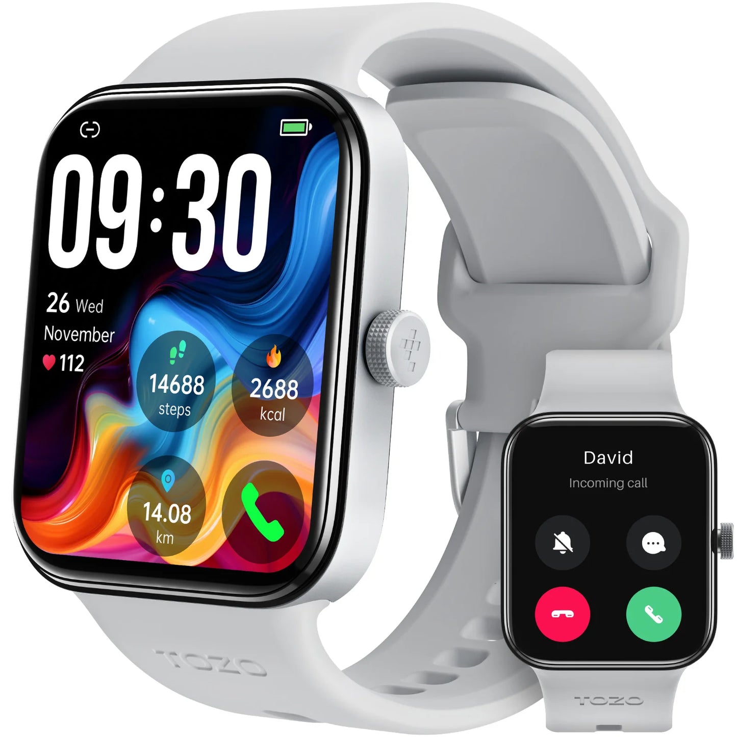 TOZO S4 AcuFit One Smart Watch 1.78" AMOLED Screen Call/Answer Fitness Tracker Heart Rate Sleep Blood Oxygen Monitor