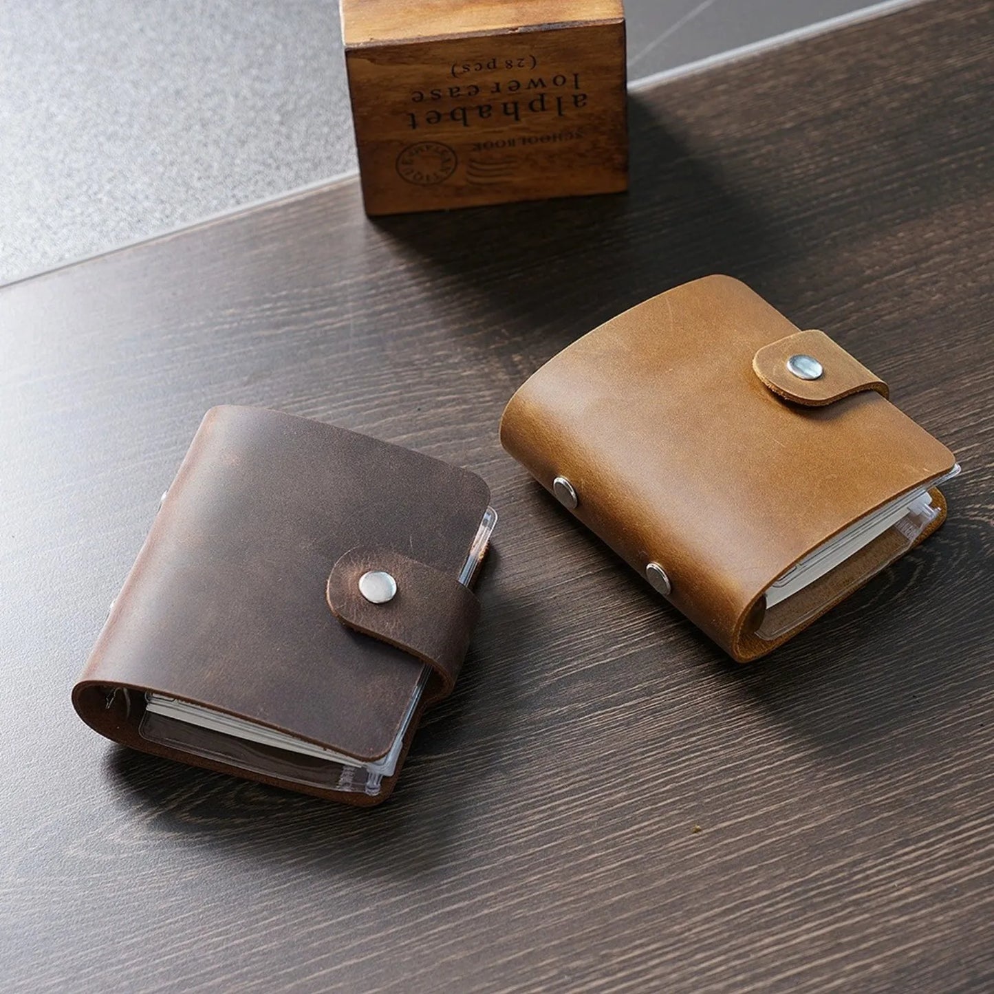 Mini A9 Binder Planner 3 Hole Rings Notebook Crazy Horse Leather Diary Journal Retro Tiny Notepad Vintage Stationery