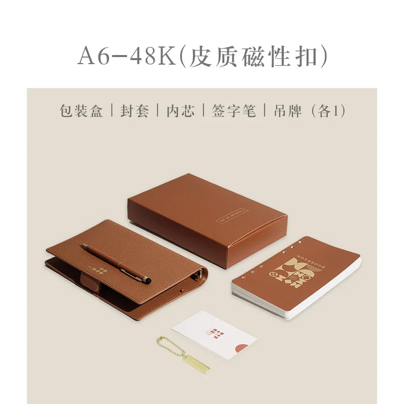 A5 A6 Loose-leaf PU Leather Binder Notebook Journal Diary Planner Organizer Office Business Notebook Supplies School Stationery