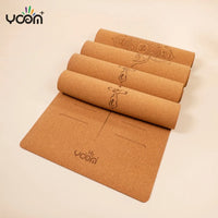 ‌Natural Rubber & Cork Yoga Mat - 68cm Extra-Wide 5mm Thick Gymnastic Mat with Laser-Engraved Alignment Lines & Logo Printing‌ ‌