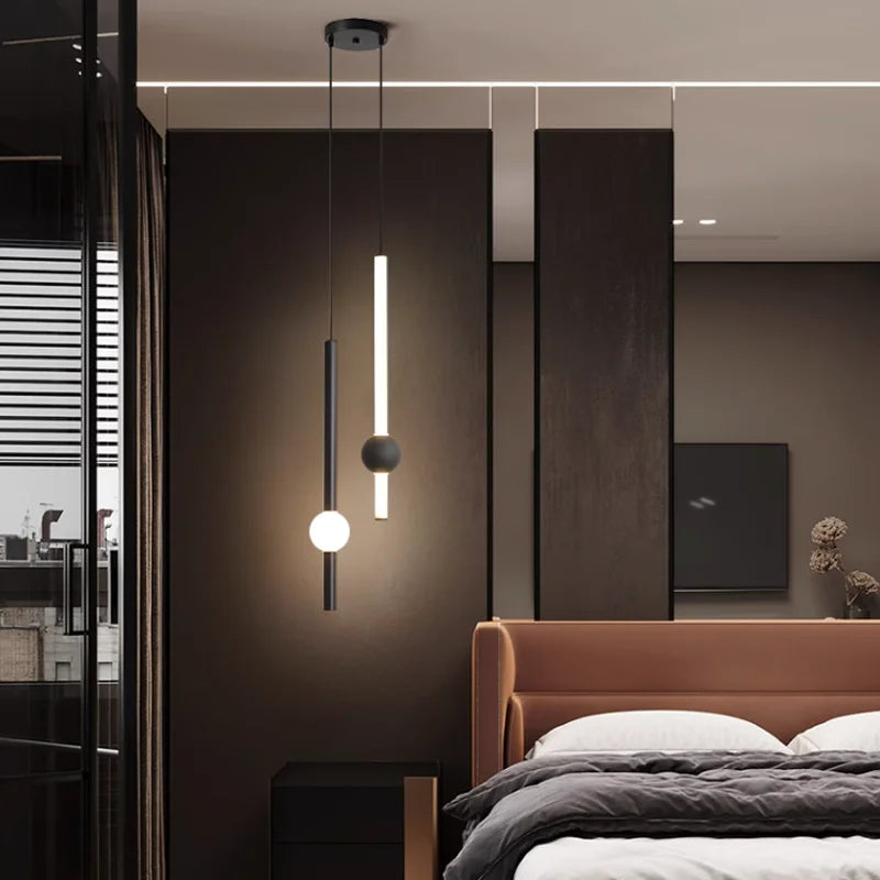 Led PE Ball Pendant Light for Bedroom Bedside Hanging Lamp Ceiling Chandeliers Modern Lighting Decoration Entrance Luminaire