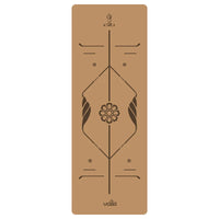 ‌Natural Rubber & Cork Yoga Mat - 68cm Extra-Wide 5mm Thick Gymnastic Mat with Laser-Engraved Alignment Lines & Logo Printing‌ ‌