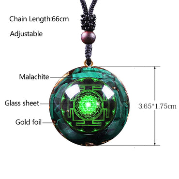 Orgonite Pendant Malachite Energy Necklace Sri Yantra Necklace Sacred Geometry Energy Healing Yoga Jewelry